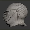 Medieval Knight Helmet Silver Metal Armor with Lattice Visor Shiny Surface Protective Weapon Gear