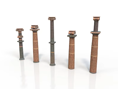 Architectural Classical Columns With Various Styles Different Designs And Ornate Details 3d model