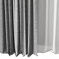 Modern Gray And White Double Layer Window Curtains For Home Decor 3d model