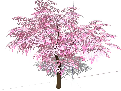 Lush Ornamental Arbor With Pink Foliage And Brown Trunk For Garden Decoration 3d model