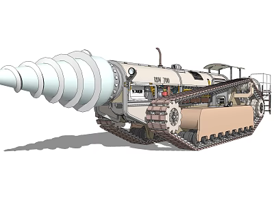 Armored Engineering Tank with Front Spiral Drill Component and Heavy Duty Tracks Mechanical Design 3d model