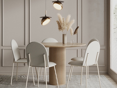 Modern Dining Table and Chair Solid Wood Dining Table and Chair Chandelier model