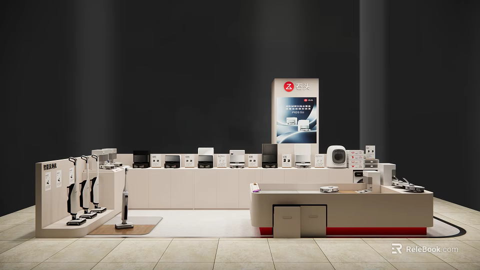 Modern Mall Counter Displaying Home Appliances And Product Showcase 3d model 