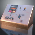 Vintage Industrial Control Panel Device With Display Screen Indicator Lights And Adjustment Knob 3d model