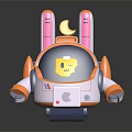 Cartoon Rabbit Shaped Robot Toy With Pink Ears Blue Visor And Yellow Smiley Face