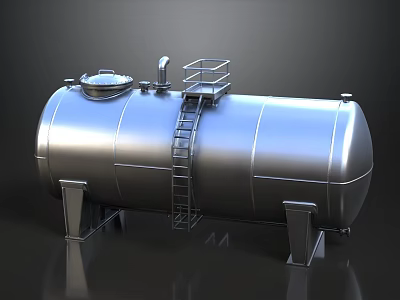 Stainless Steel Industrial Storage Tank With Ladder And Platform Design 3d model
