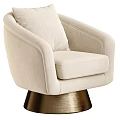 Beige Textured Fabric Accent Chair With Gold Metal Base And Cozy Armrest Design