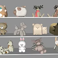 Adorable Plush Animal Toys Displayed On Shelves With Various Designs