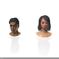 Male 3D Head Model With Female Counterpart On White Background And Reflection