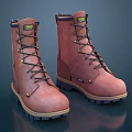 Brown Leather Work Boots with Durable Laces and Thick Rubber Sole for Outdoor Use