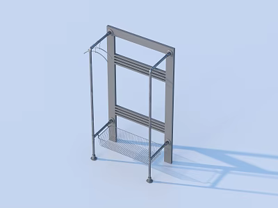 Metal Clothes Drying Rack With Mesh Basket And Sturdy Frame For Home Organizing 3d model