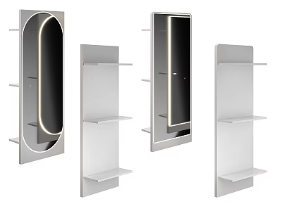 Modern Design Wall Mounted Mirrors With LED Lighting And Storage Shelves 3d model