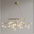 Modern Elegant Golden Branch Shaped Chandelier With Small Glass Bulbs And Hanging Design