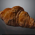 Freshly Baked Flaky Croissant With Golden Buttery Layers On Dark Background