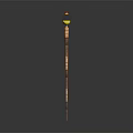 Traditional Long Staff Shaped Weapon With Yellow Decorative Top And Striped Body