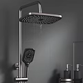 Modern Square Rainfall Shower Head With Handheld Spray And Stainless Steel Design