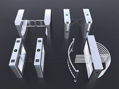 Various Types of Public Facility Turnstiles with Modern Stainless Steel Design and Access Control Features 3d model