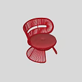 Stylish Red Woven Accent Chair With Curved Backrest And Padded Seat Design