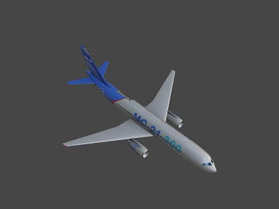 Blue Tailed Airplane Model With White Body And UAC 24 700 Markings 3d model