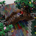 Building Blocks Garden Scene With Colorful Path Trees And Flowers