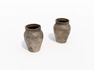 Old pottery jars, jars, old objects 3d model