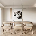 Quiet restaurant table and chair combination 3d model