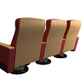 Red Ergonomic Office Chairs With Wooden Armrests And Foldable Tray Tables