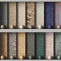 Fabric Samples With Various Textures And Colors On Display Shelf 3d model