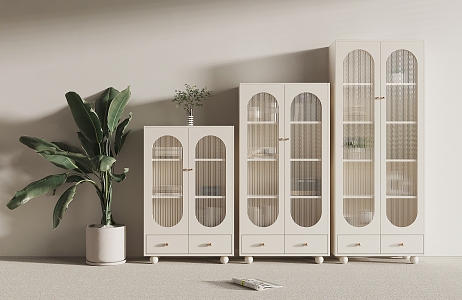 Cream wind bookcase 3d model