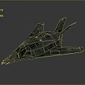 Green Military Stealth Aircraft with Sleek Angular Design and Detailed Panel Structure 3d model