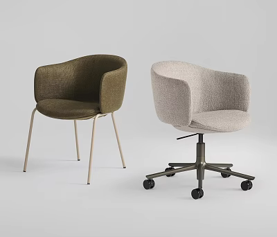 Modern Office Chair Designs With Brown Light Gray Upholstered Armrests And Wheels 3d model