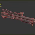 Double Barrel Shotgun Featuring Metallic Bronze And Silver Finish Two Barrels Trigger Stock Dark Background
