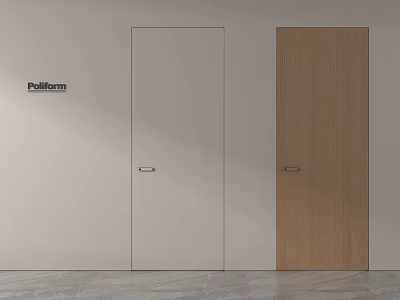 Poliform White and Wooden Swing Doors for Modern Interior Design 3d model