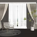 Modern Curtains For Living Room Window With Chair Plant And Rug
