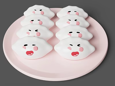 New Year Food Personification Dumplings Tangyuan Cute Expression Cartoon Personification Food Cartoon Style Expression Super Cute Food Expression Dumpling Expression 3d model