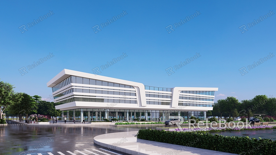 Modern Style Office Building Hotel Apartment Commercial Office Building Industrial Park model