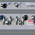Modern Parking Lot With EV Charging Stations White Sports Car And Green Plants