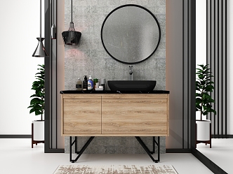 Industrial LOFT sink bathroom cabinet 3d model