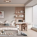 Cozy Kids Bedroom With Plush Toys Decorative Painting And Study Desk
