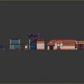 Playful Cartoon Building Blocks Featuring Colorful Houses And Roof Components