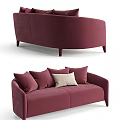 Modern Burgundy and Beige Double Sofa with Soft Plush Decorative Pillows 3d model
