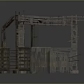 Traditional Chinese Wooden Archway Structure With Decorative Pillars Gates And Stairs