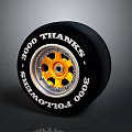 Car Black Tire With Yellow Wheel Rim Featuring 5000 THANKS And SHELBY FOLIO