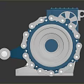 Tire Manufacturing Industrial Component Featuring Blue Mechanical Structure Metal Gears And Rotary Parts