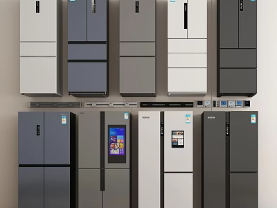 Modern Refrigerators and Freezers with Various Styles Colors and Designs for Home Kitchen Use 3d model