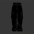 Gray Cargo Pants With Multiple Pockets Belt And Tapered Cuffs Design
