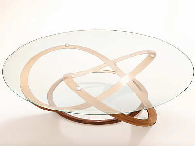 Modern Coffee Table With Clear Glass Top And Intersecting Wooden Base Design 3d model