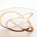 Modern Coffee Table With Clear Glass Top And Intersecting Wooden Base Design