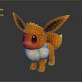 Cute Orange Flareon 3D Cartoon Game Character With Big Ears And Fluffy White Chest
