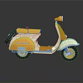Vintage Orange And Cream Scooter With Classic Retro Styling And Reflective Finish
